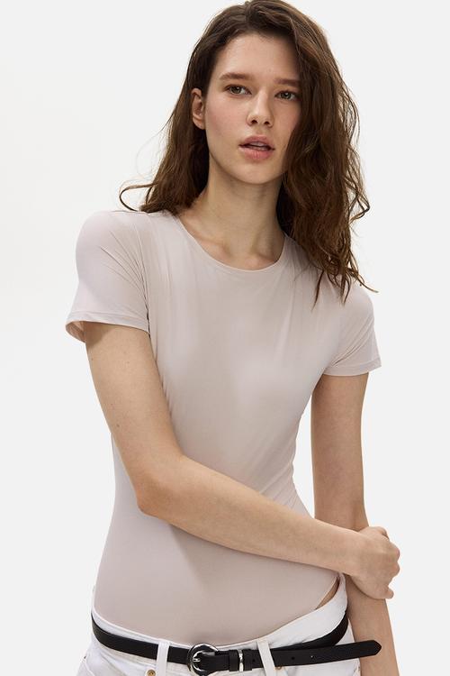 Short-sleeved microfibre body - light mole