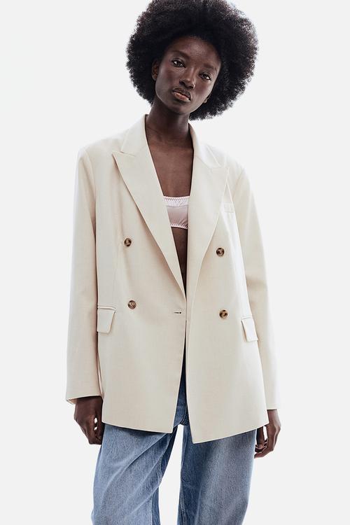 Double-breasted blazer - light beige