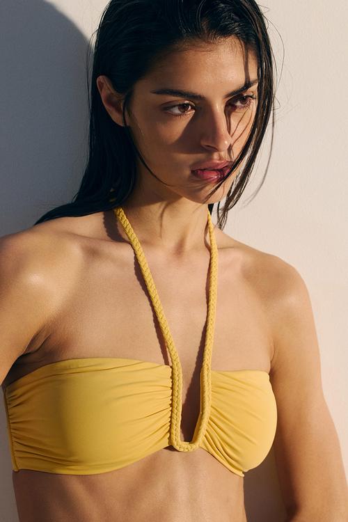 Padded bandeau bikini top - yellow