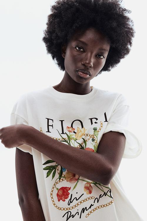 Oversized t-shirt - white/fiori