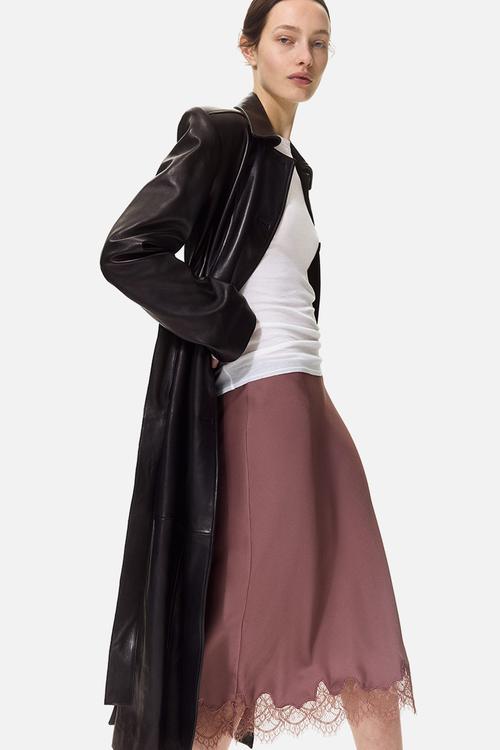 Lace-trimmed slip skirt - dark dusty pink