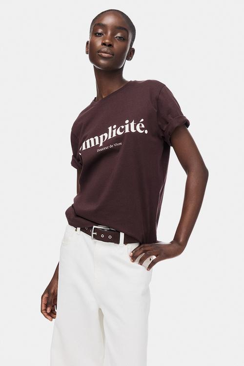 Printed t-shirt - dark brown/simplicit?