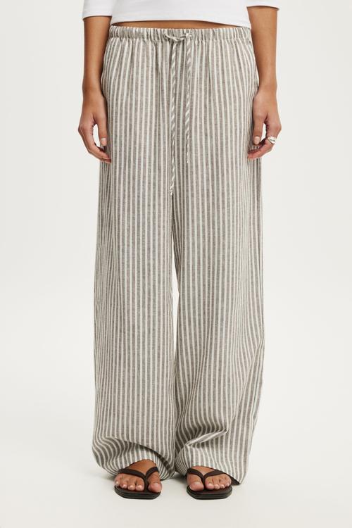 Haven Wide Leg Pant - Gemma Stripe Dark Oak