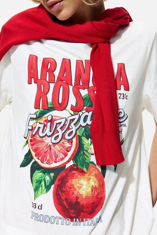 Printed t-shirt - white/arancia rossa