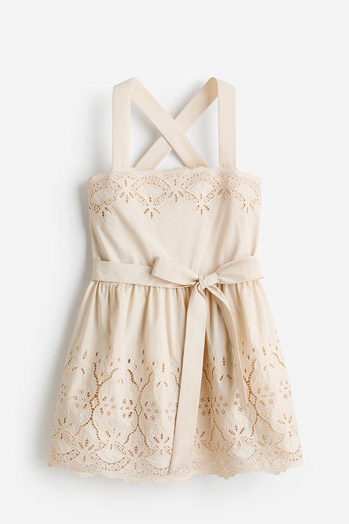 Broderie anglaise dress - light beige