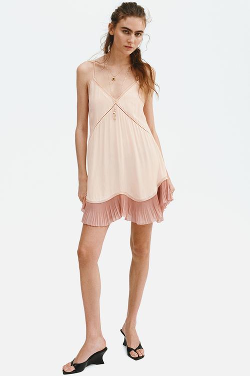 Lace-trimmed slip dress - powder pink