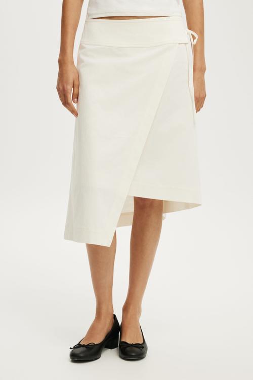 Utility Wrap Midi Skirt - Creme Fraiche
