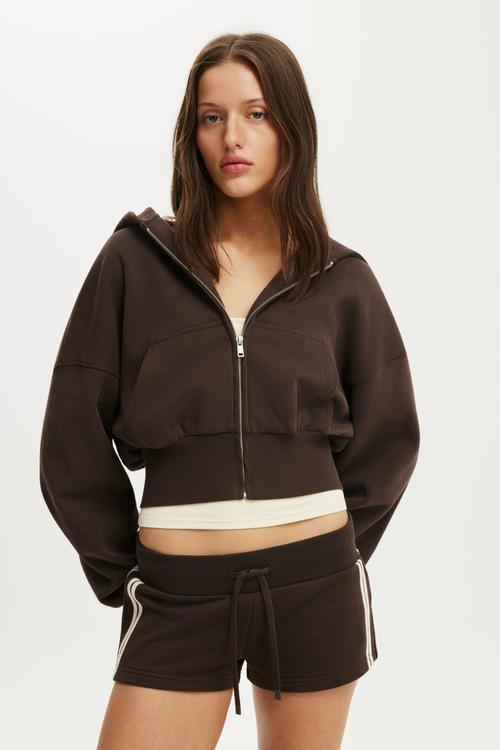 Micro Fleece Sweatshort - Dark Oak/Stripe