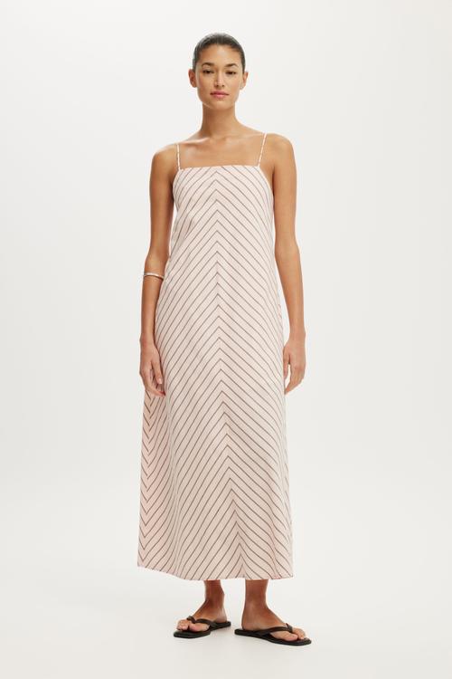 Harper Strappy Maxi Dress - Pink Mocha Stripe