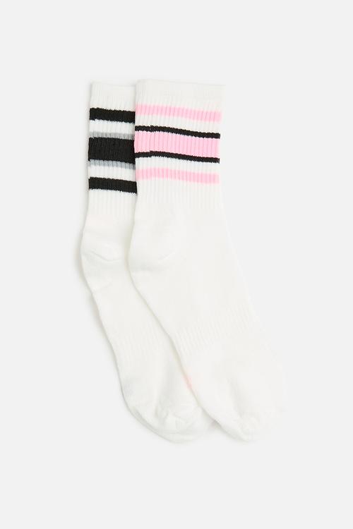2Pk striped socks - pink/black