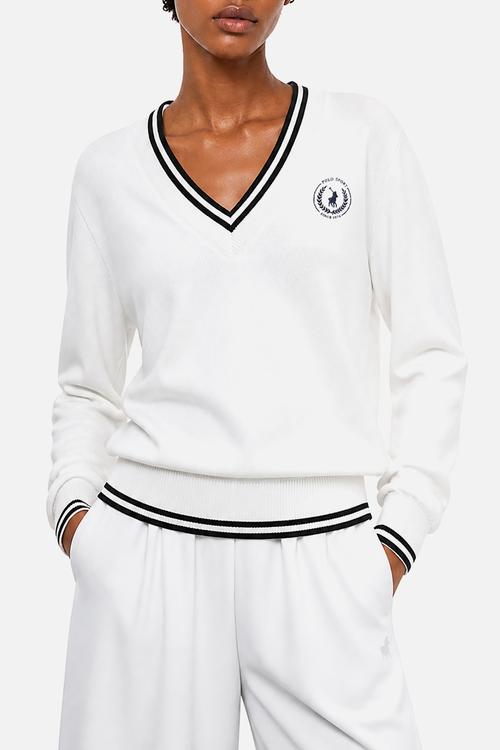 Wmn Farah  Sport V-Neck Track Top - White