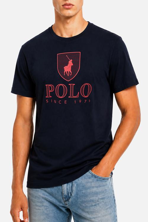 MENS CREW NECK PRINTED  SS TEE - Navy