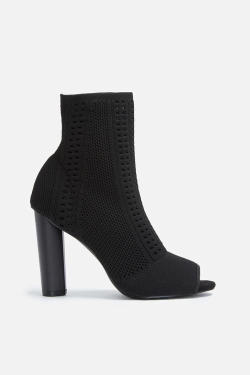 Knitted sock peep toe bootie