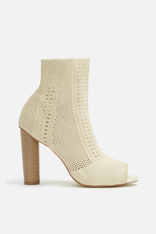 Knitted sock peep toe bootie