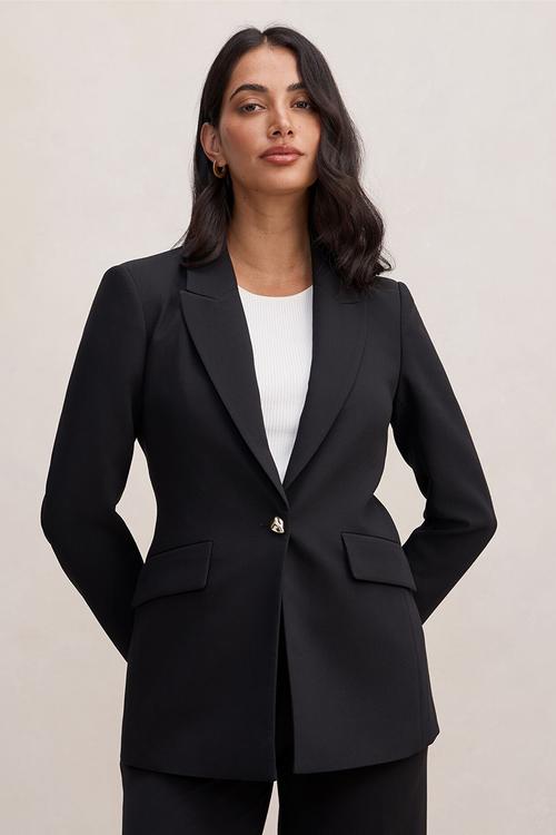 Trixie gold button blazer in black