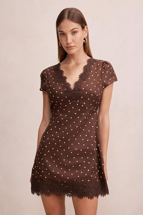 Lexi lace trim linen mini dress - findon spot