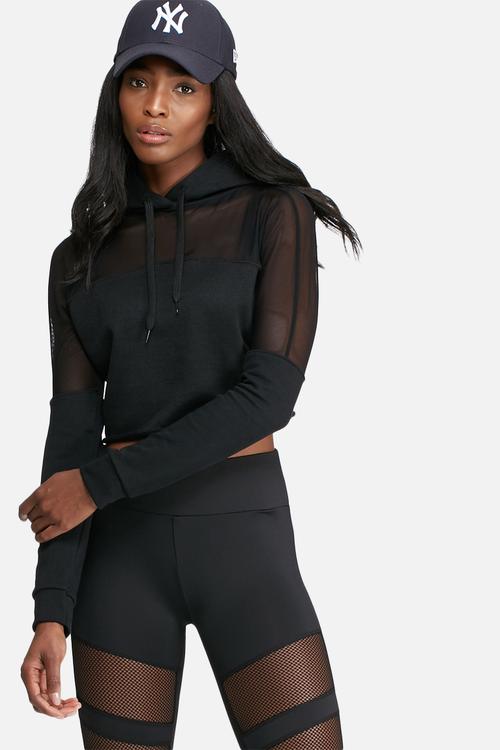 Active mesh panel cropped hoodie