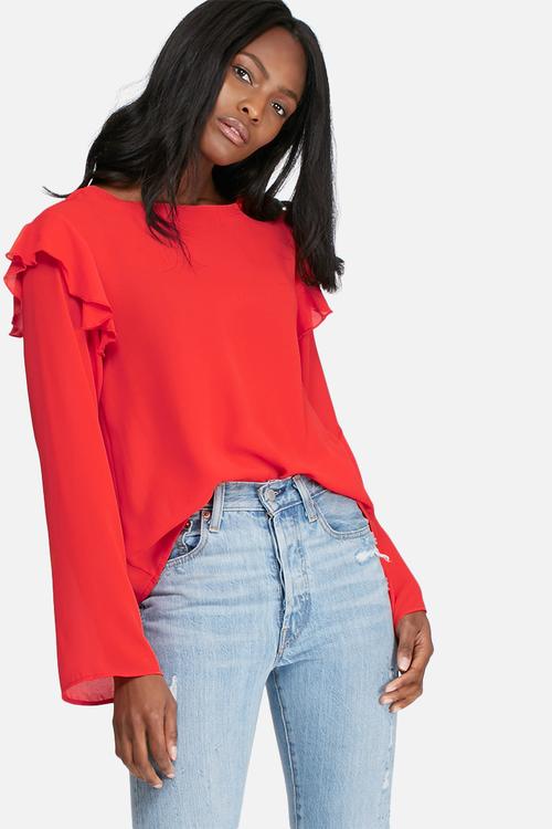 Shoulder frill shell top