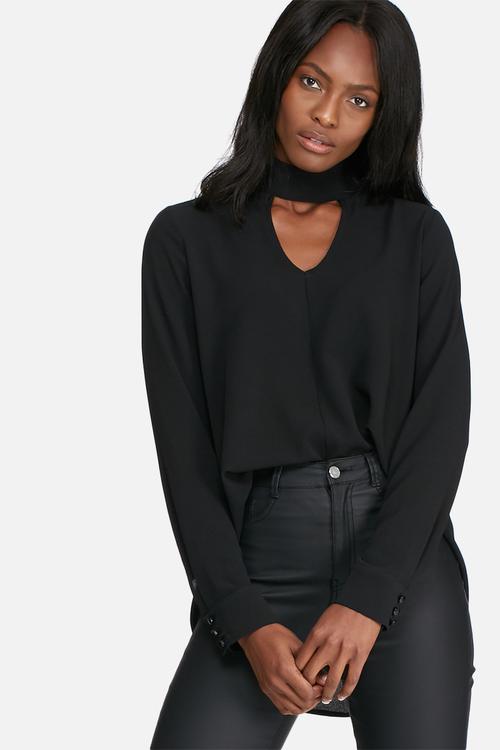 Long sleeve choker blouse