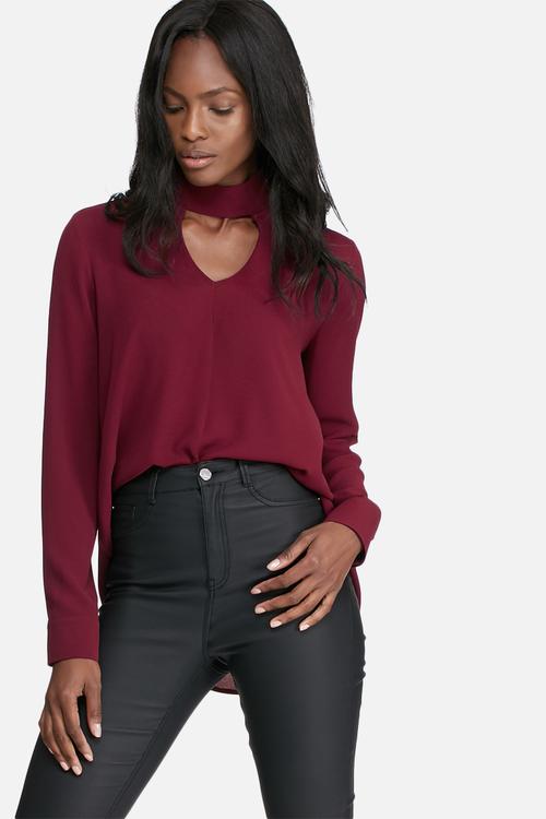 Long sleeve choker blouse