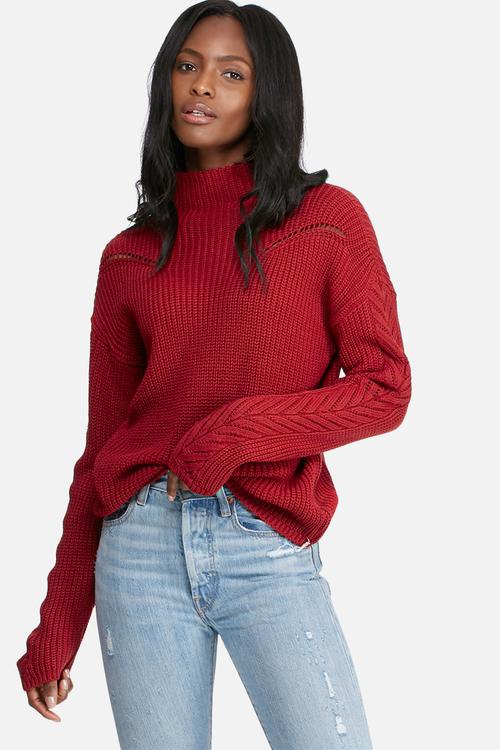 Ribbed funnel neck knit