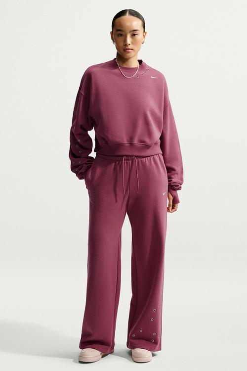 W Nk Fleece Oversized Cropped Crew-Neck Sweatshirt - Pinksmoke/Sail