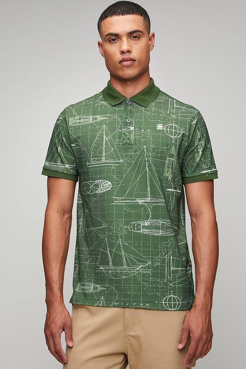 Dunda Slim Aop Polo - Dk Nuri Green