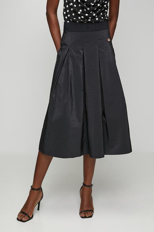 Ladies peggy pleated midaxi skirt - black