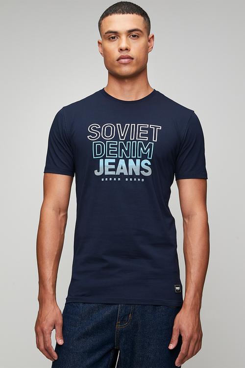 Crew Neck Fashion T-Shirt - Navy