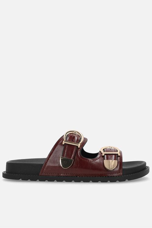 Barbara two strap slide - burgundy