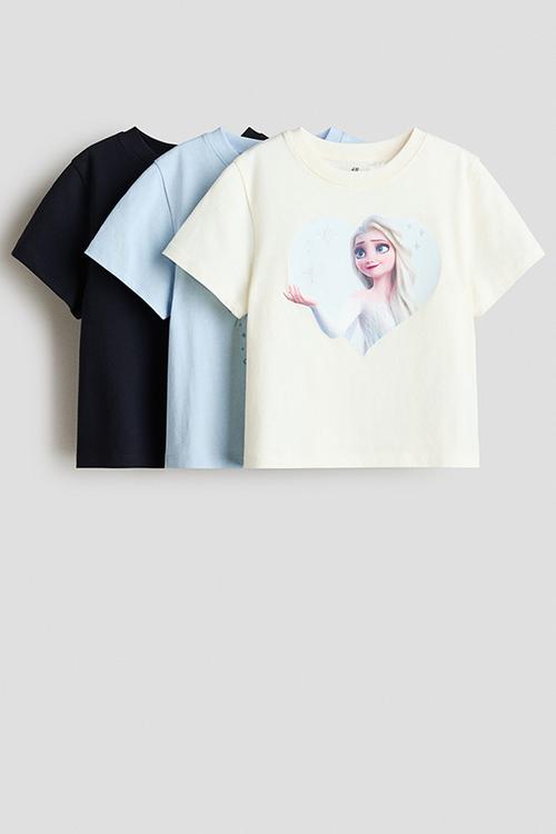3-pack printed jersey tops - cream/frozen
