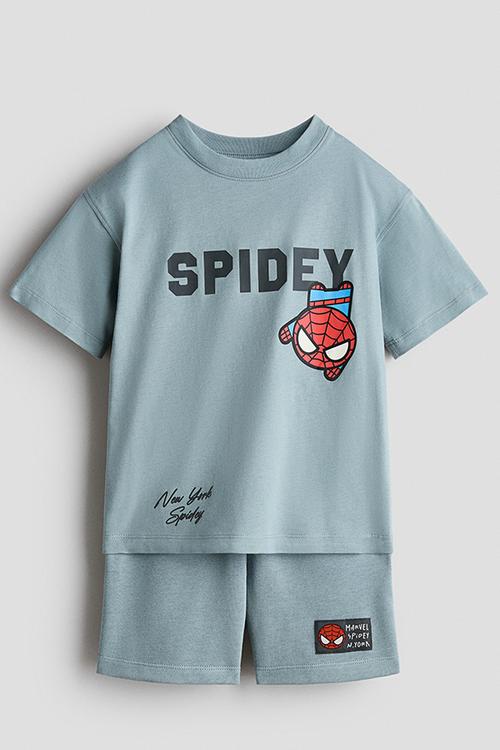 2-piece printed set - dark turquoise/spidey