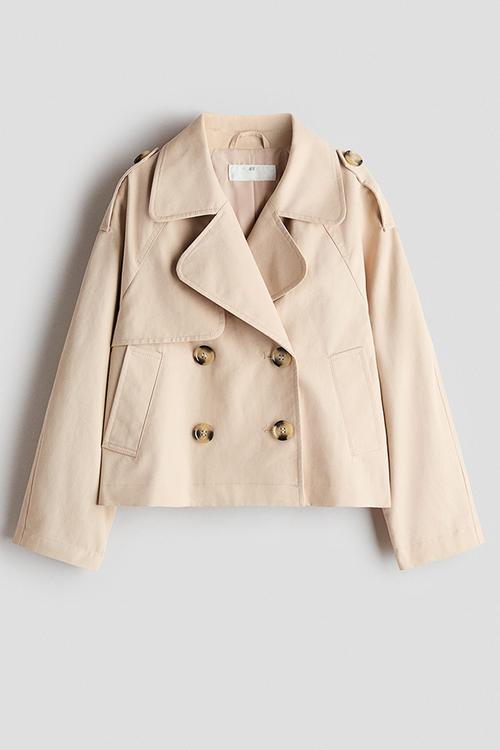 Short twill trench coat - light beige