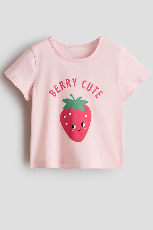 Printed cotton top - light pink/berry cute