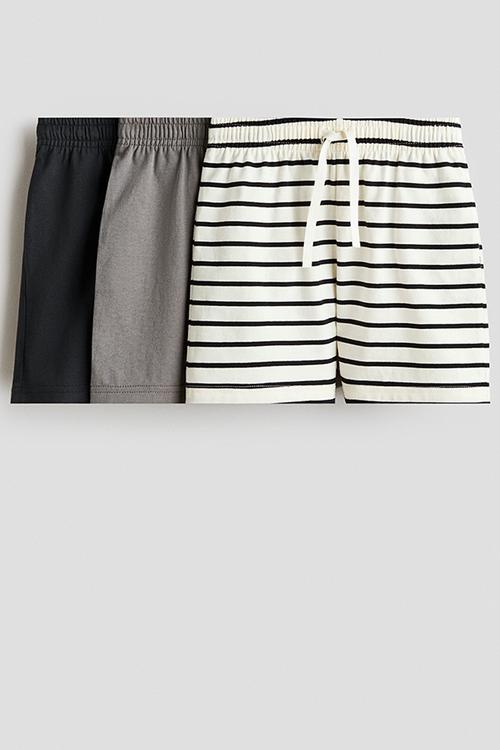 3-Pack cotton jersey shorts - white/striped