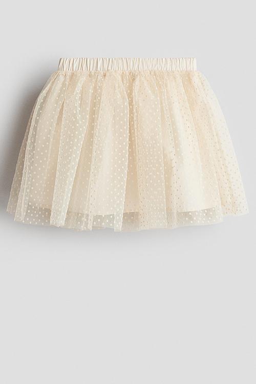 Glittery tulle skirt - light beige/spotted