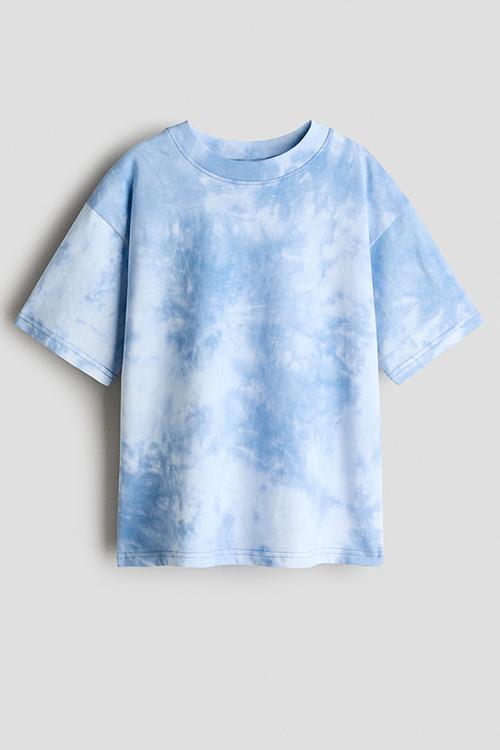 Loose-fit printed T-shirt - light blue/tie-dye