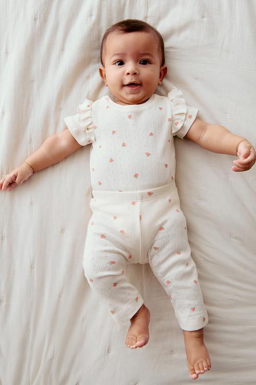 2-piece printed cotton set - cream/berries