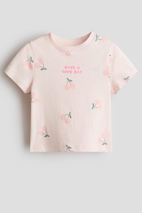 Printed t-shirt - light pink/cherries