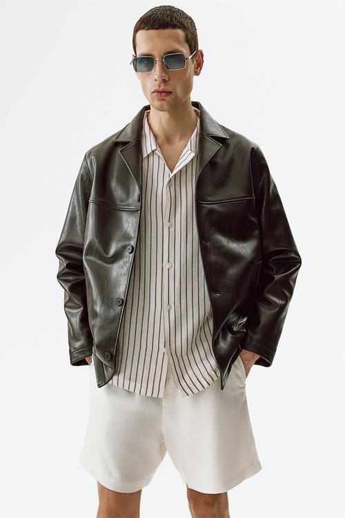 Relaxed fit linen-blend shorts - white