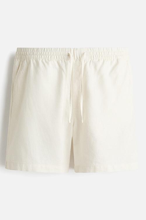 Relaxed fit linen-blend shorts - white