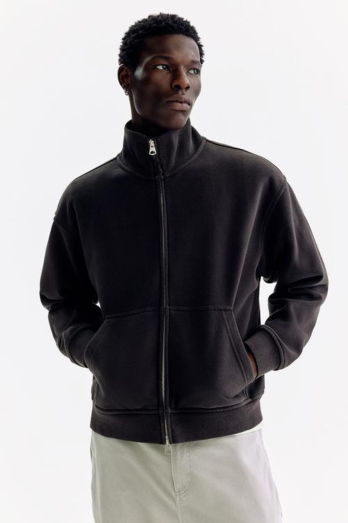 Relaxed fit boxy-style track jacket - black