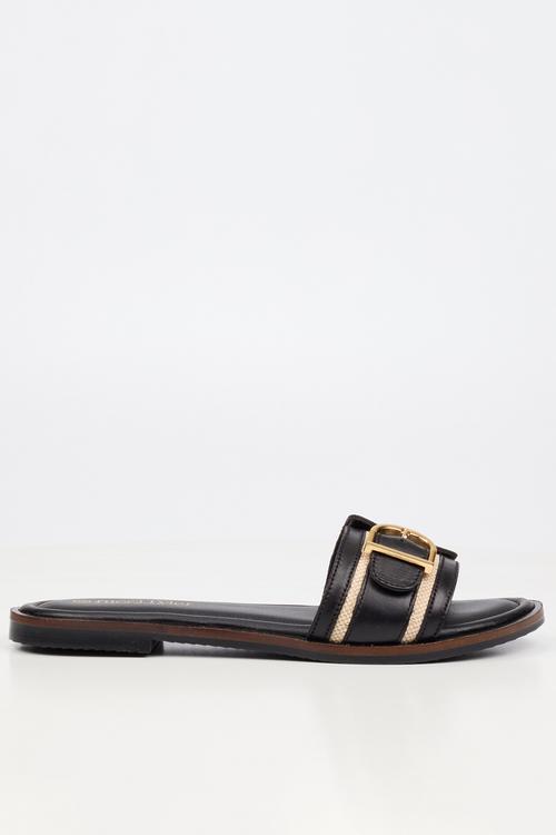 Helena 1 Leather Slide Sandal - Black