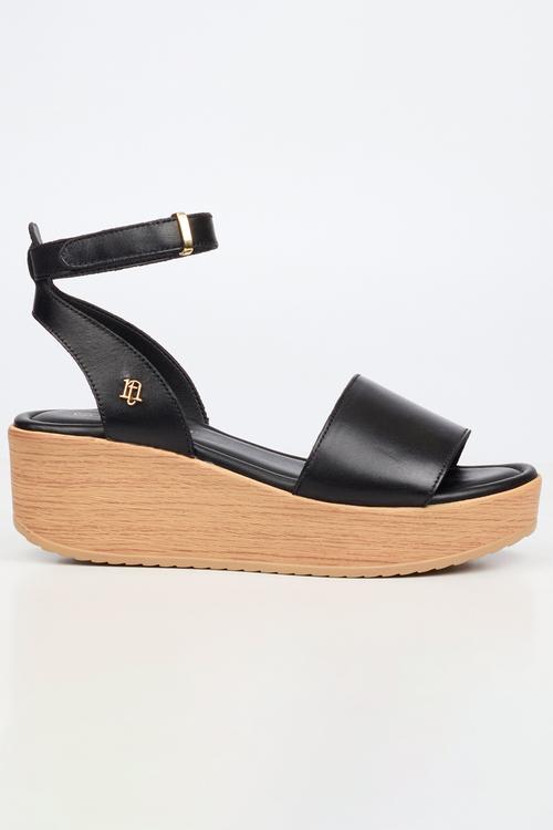 Luisa 1 Leather Espadrille Wedge Heel - Black