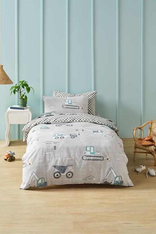Construction Day Duvet Cover Set - Grey