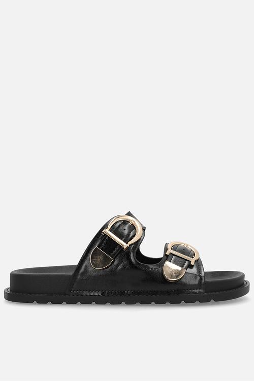 Barbara two strap slide - black