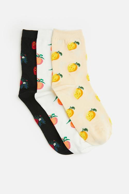 3pk mixed fruit socks-multi