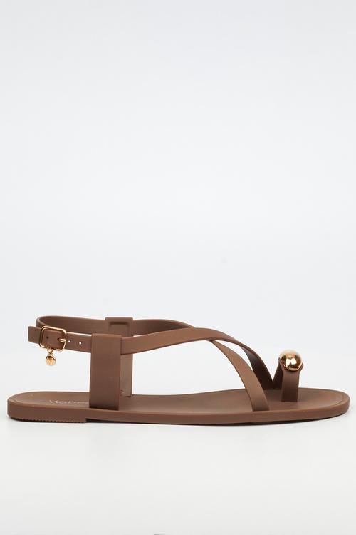 Kenzy 2 gold trim jelly sandal - chocolate