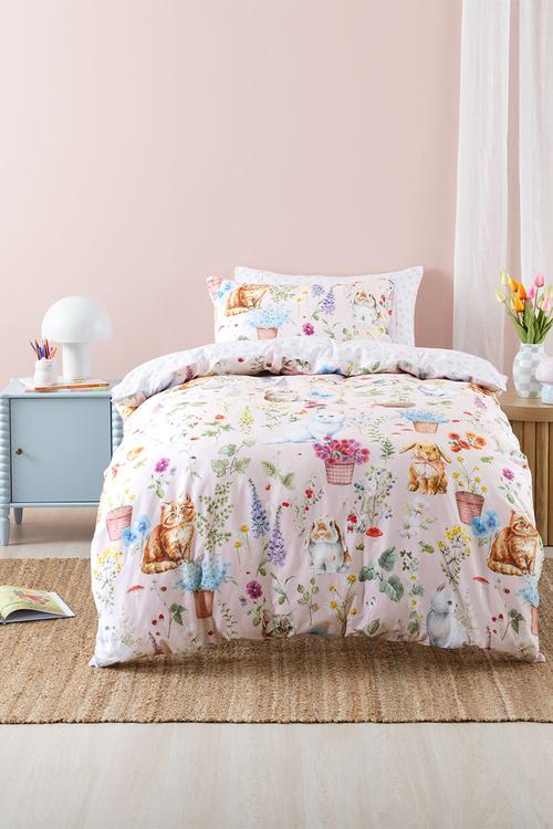 Woodland Whiskers Duvet Cover Set - Pink