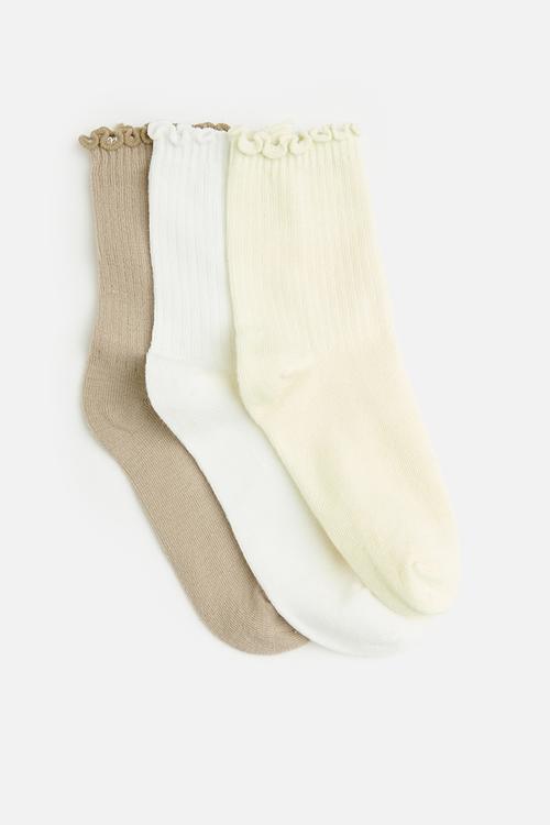 3 Pack frill trim socks - mixed